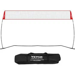 VEVOR Volleyballnetz Höhenverstellbares Volleyballnetz Set, 4,3 x 2,3-2,4 m Tragbarer Beachvolleyball-Netz, Volleyballnetz Faltbare Volleyballnetz mit Volleyball & Tragetasche, für Garten, Strand