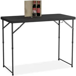 Relaxdays Gartentisch , Schwarz , Kunststoff, Metall , Rechteckig , 120x74x60 cm , Gartenmöbel, Gartentische