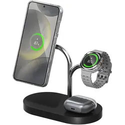 Samsung GP-PWU024WIABW, Drinnen, USB, Kabelloses Aufladen, Schwarz, Silber