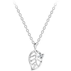 Order & Smile Schmuck Kette mit Anhänger Kette Blatt Silber 925 mit Zirkonia, gestempelt silberfarben