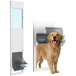 VEVOR Hundeklappe für Glasschiebetür, Hundetür Höhenverstellbar von 1927 bis 2049 mm, Rahmen aus Aluminiumlegierung mit 3-Lagiger Klappe & Drehscharnier, Haustierklappe für Extra Große Hunde, XL