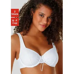 Dekolleté-BH PETITE FLEUR, Damen, Gr. 90, Cup D, schwarz-weiß (weiß, schwarz), Microtouch, Obermaterial: 82% Polyamid (TACTEL), 18% Elasthan (LYCRA), BHs, mit Bügel und schönen Raffungen im Cup, Dessous