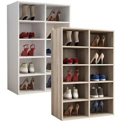 VCM Holz Schuhregal Maße ca. H. 84 x B. 55 x T. 30 cm Schuhkommode mit 10 Fächer Schuhschrank - Hinsol M