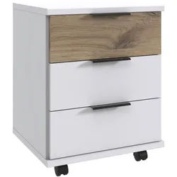 Carryhome Rollcontainer , Weiß, Eichefarben , Kunststoff , 3 Schublade(n) Schubladen , 52x40x38 cm , BQ - Bündnis für Qualität, Made in Germany, DIN EN ISO 9001 , Beimöbel erhältlich , Büromöbel, Schreibtischcontainer, Rollcontainer