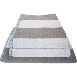 Duschtuch DYCKHOFF "Maritim, Block Stripe", grau (kiesel), B:70cm L:140cm, Frottier, Obermaterial: 100% Baumwolle, Handtücher