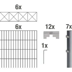 Doppelstabmattenzaun »Nexus«, anthrazit, Höhe: 100-160cm, Gesamtlänge: 10-20m, zum Einbetonieren, 27745318-0 anthrazit H/L: 120 cm x 12 m H/L: 120 cm