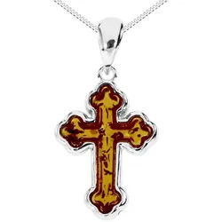 OSTSEE-SCHMUCK Kette mit Anhänger Ostsee-Schmuck Kette mit Anhänger Kreuz 20x15 mm (2-tlg) silberfarben 42 cm
