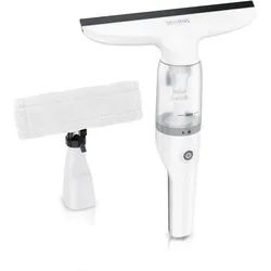 Brandson Akku-Fenstersauger Fensterreiniger inkl. Sprühflasche mit Wischbezug, 28 cm Saugdüse, Laufzeit ca. 30 minuten, für Fenster Duschkabine Spiegel, 2200 mAh weiß