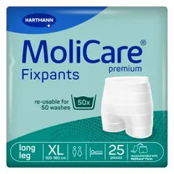 MoliCare® Premium Fixpants Fixierhosen, Fixierhöschen mit verlängertem Beinansatz für sicheren Halt der Vorlage, 1 Beutel = 25 Stück, Größe: XL