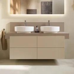Duravit Balcoon Waschtischunterschrank mit Konsole 140 cm, Badmöbel, umbra/sandbeige strukturiert