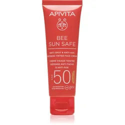 Apivita Bee Sun Safe Anti-Spot and Anti-Age Tinted Face Cream SPF50 schützende Tönungscreme für das Gesicht SPF 50 Farbton Natural 50 ml