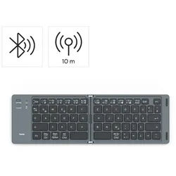 Hama Faltbare Tastatur (Mini-Tastatur Bluetooth, Wireless, für Tablet/iPad) Ultra-Slim-Bluetooth-Tastatur (kompakt, universell einsetzbar, robust) grau|schwarz