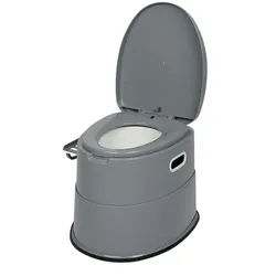 LALAHO Campingtoilette tragbar, mit Antirutschmatte, tragbare Toilette mit abnehmbarem Eimer, Outdoor-Toilette tragbare Mobile,Camping-Einbautoilette grau
