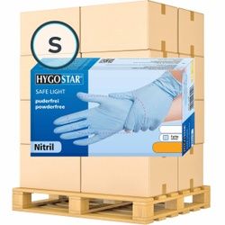 HYGOSTAR® Nitrilhandschuhe Safe Light, puderfrei, blau, Einweghandschuh ist sehr komfortabel und elastisch, mit Rollrand, 1 Palette = 1080 Packungen à 100 Stück, Größe S