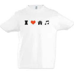 Urban Backwoods Print-Shirt I Love House Music Kinder T-Shirt Elektro Electro Dance Techno Disco (1-tlg) Acid Chillout Minimal DJ weiß 134/146