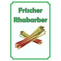 Frischer Rhabarber Schild Hochkant A1 Rückseite selbstklebend