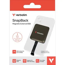 Verbatim SSD SnapBack 1TB, inkl. 2 Kabel, USB-C, Moccha Metallic (R) 2000MB/s, (W) 1600MB/s, Retail-Blister