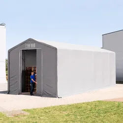 TOOLPORT Outlander 6x12m Zelthalle, PVC-Plane, grau, mit Statik (Betonuntergrund) - (94133)