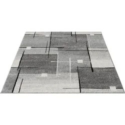 Teppich MERINOS "Thales 6102", grau, B:200cm H:10mm L:280cm, Polyester, Teppiche, Teppich, Kurzflorteppich mit Konturenschnitt, Wohnzimmer