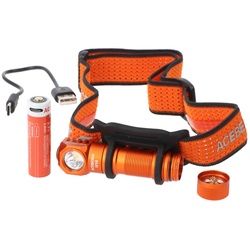 AceBeam H16 LED Stirnlampe mit max. 650 Lumen, 5.000K neutralweiß mit orangenem Gehäuse, inklusive 14500 Li-Ion Akku