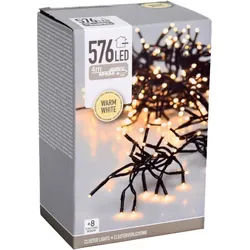 LED-Clusterlichterkette Büschel warmweiß, 576 LEDs, sw Kabel, Innen/Außen, 7m