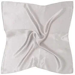 MayTree Seidentuch quadratisch einfarbig 53x53cm Nickituch, Bandana-Schal, (Stück), 100% Seide silberfarben|weiß