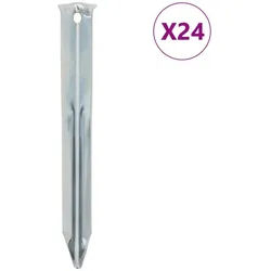 vidaXL Sicherungsringzange Zeltheringe 24 Stk. 17 cm Ø20 mm Verzinkter Stahl, 24-tlg. silberfarben