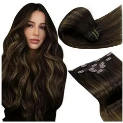 LuxusKollektion Echthaar-Extension Extensions Echthaar Clip Braun Balayage 35cm 80g 35cm-5PCS 3.2 2 8 2