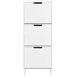 SoBuy Schuhschrank mit 3 Türen Weiß 50,5x19x129,5cm Modern