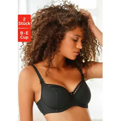 Bügel-BH PETITE FLEUR, Damen, Gr. 80, Cup B, schwarz-weiß (weiß, schwarz), Jersey, Obermaterial: 79% Baumwolle, 8% Polyamid, 8% Polyester, 5% Elasthan, BHs BH BH-Set Bügel-BH Dirndl-BH Wäsche, aus Baumwolljacquard im Dirndl-Schnitt, Dessous