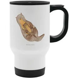 Mr. & Mrs. Panda Thermobecher Otter Kind, Thermobecher To Go, Weiß, Kaffeebecher Go, Becher, Büro, Edelstahl, Teebecher groß Thermobecher Auto Kaffee-Thermobecher weiß