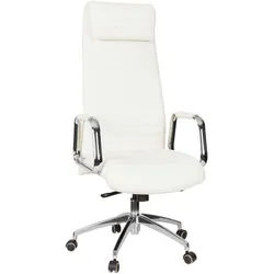 Mid.you Chefsessel , Creme, Silberfarben , Textil, Leder , Kombination Echtleder/Lederlook,Echtleder , Nappaleder , Drehkreuz , 59x139x50 cm , Wippfunktion, Sitzfläche 360° drehbar, ergonomische Rückenlehne , Büromöbel, Bürostühle, Chefsessel