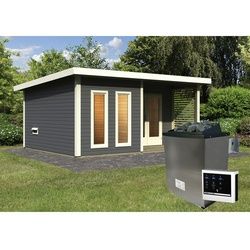 KARIBU Sauna »Kuusalu 8«, BxHxT:509 x 253 x 369 cm, 4 Personen - grau