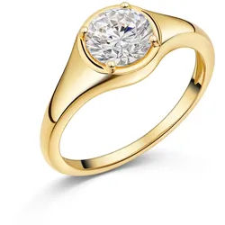 Fingerring FIRETTI "Schmuck Geschenk Silber 925 Damenring Ring Solitär" Gr. 58, gelbgoldfarben, kristallweiß, Fingerringe, Damen, 58, Silber 925 (Sterlingsilber), 1,4mm, Fingerring, mit Zirkonia (synth.)