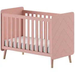 Vipack Gitterbett , Rosa , Holzwerkstoff , 60x120 cm , höhenverstellbar, Aufbauanleitung im Karton, Lattenrost inklusive , Babymöbel & Kindermöbel, Babyzimmer, Babybetten