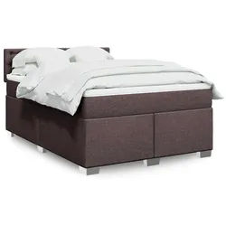 vidaXL Boxspringbett, Boxspringbett mit Matratze Dunkelbraun 140x190 cm Stoff