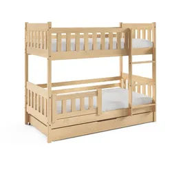 Masseno Etagenbett Lucia mit Bettkasten 80x190 cm Kieferfarben , Holz , 80x190 cm , Babymöbel & Kindermöbel, Kinderzimmer & Jugendzimmer, Stockbetten
