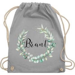 Shirtracer Turnbeutel Braut - Blumenkranz Eukalyptus, JGA Junggesellenabschied Frauen grau
