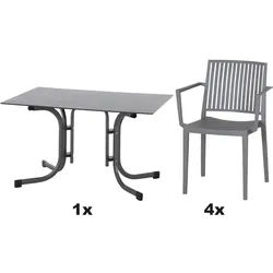 SIENA GARDEN Urban Lights Set 5teilig Lane Sessel gastrotauglich grau mit Tisch Sola 120x80