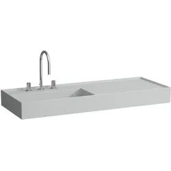 LAUFEN Kartell Waschtisch 8133327591111, 120x46cm, grau, Ablage rechts, 1 Hahnloch, Saphirkeramik