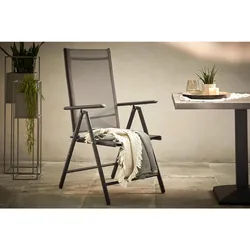 Xxxl Gartensessel , Anthrazit , Metall, Textil , Flachrohr , 56x106x66 cm , faltbar , Gartenmöbel, Gartensessel