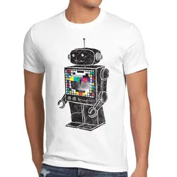 style3 T-Shirt Testbild Roboter TV Monitor the big bang theory sheldon cooper weiß 5XL