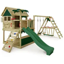 FATMOOSE Spielturm TikaTaka - Abenteuer-Stelzenhaus mit Wellenrutsche & Sandkasten, - verschiedene Varianten - alle mit 10 Jahren Garantie* grün