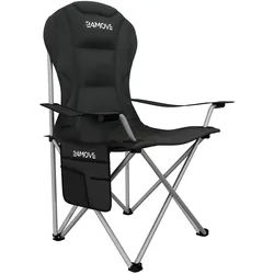 24MOVE® Campingstuhl Salvador faltbar Camping Klappstuhl gepolstert inkl. Tragetasche, bis 150kg belastbar, schwarz