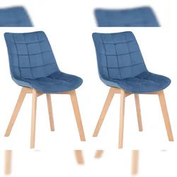 CLP 2er Esszimmerstühle Passaic Samt blau