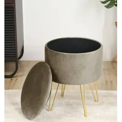 Raumhirsch Furniture Polsterhocker Polsterhocker Hocker, Samtbezug (Samt Stuhl, Polsterstuhl, Esszimmerstuhl, Velours Stuhl, Design Stuhl modern, Stuhl mit Metallbeinen schwarz, Küchenstuhl, Wohnzimmerstuhl, gepolsterter Stuhl, Samt Möbel, moderner Esszimmer Stuhl, mit Stauraum), (verschiedene Farben) beige