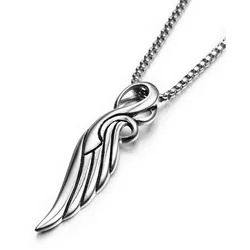 KARMA Kette mit Anhänger Flügel Edelstahl Silber Unisex 60 cm (Geschenk, Damenschmuck Herrenschmuck), Herrenhalskette Damenhalskette silberfarben