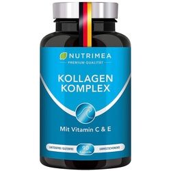 Nutrimea Collagen mit Natürlichem Vitamin C, E, A | Kollagen Hydrolysat Peptide Typ I + II 90 St