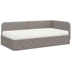 vidaXL Bett Eckbettgestell Taupe 100 x 200 cm Stoff (1-tlg)