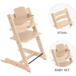 Stokke Hochstuhl-Set , Naturfarben , Holz , Buche , 83x57x46 cm , Fußstütze verstellbar, Sitzfläche verstellbar, höhenverstellbar , Babymöbel & Kindermöbel, Babyzimmer, Hochstühle